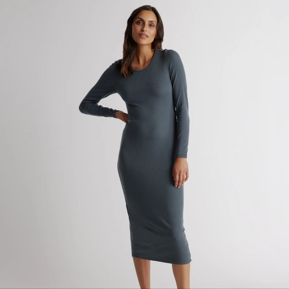Quince Long Sleeve Ribbed Knit Dress
